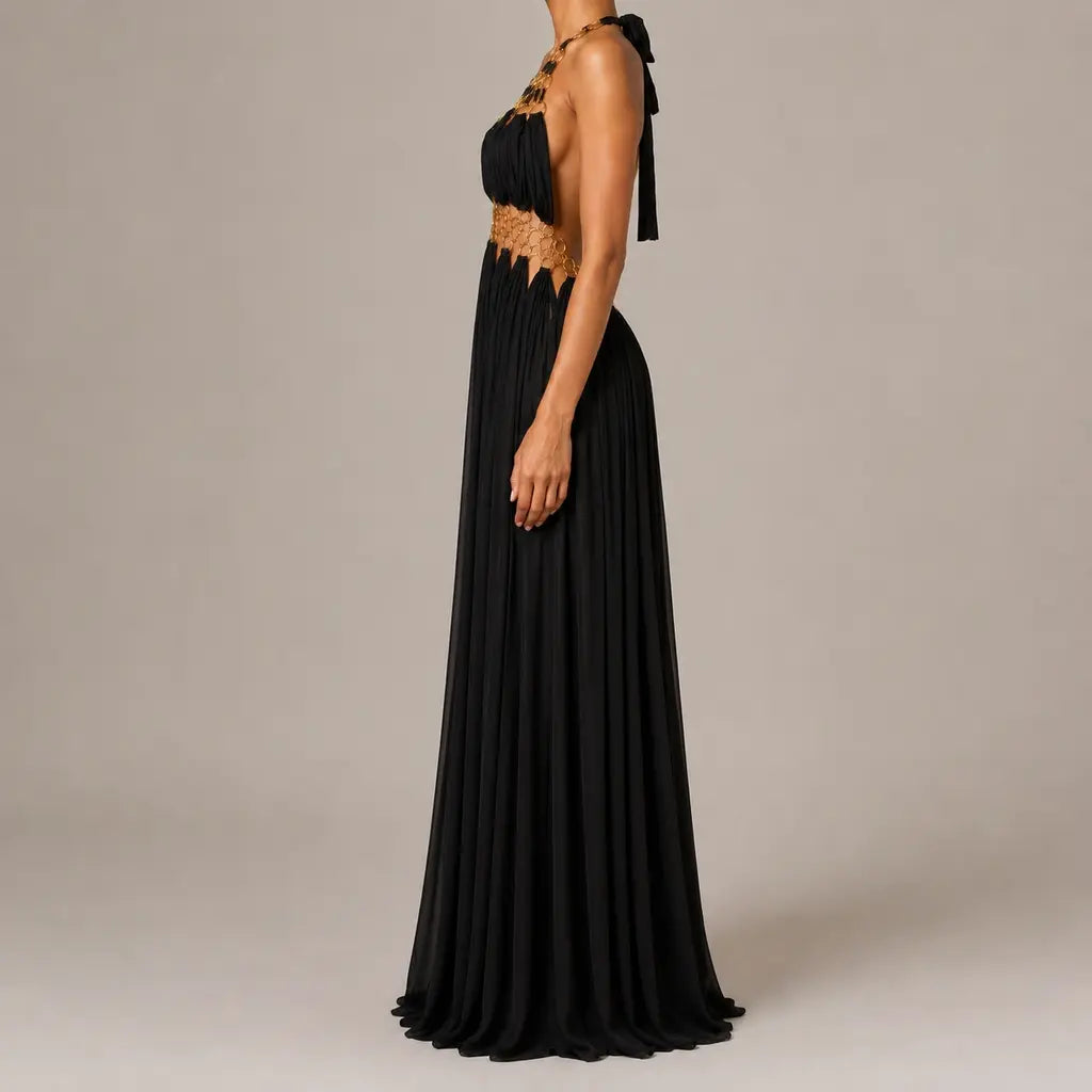 Noir Ring Halter Gown