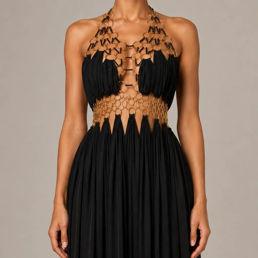 Noir Ring Halter Gown