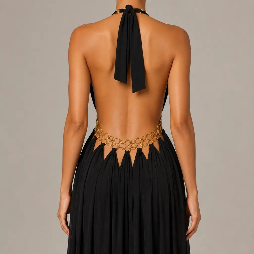 Noir Ring Halter Gown