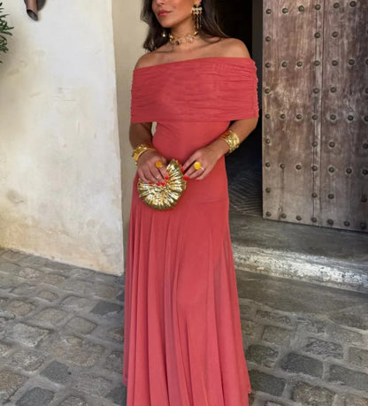 Ruched Mesh Maxi Dress