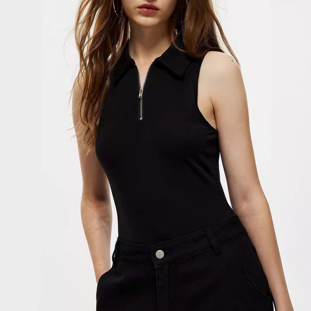 Zipped Polo Bodysuit