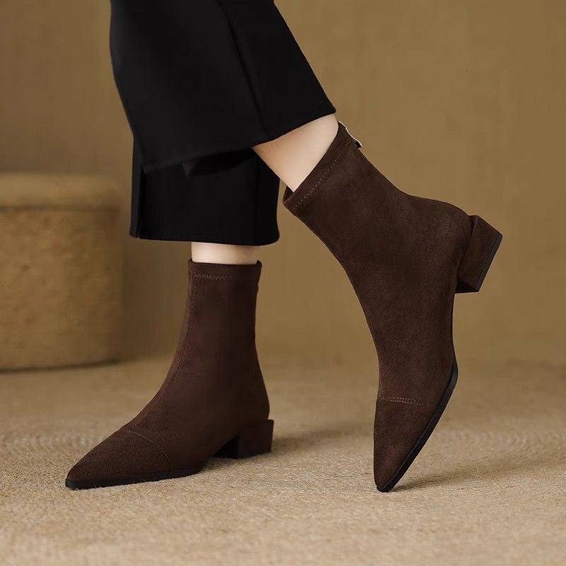Suede Sock Ankle Boots