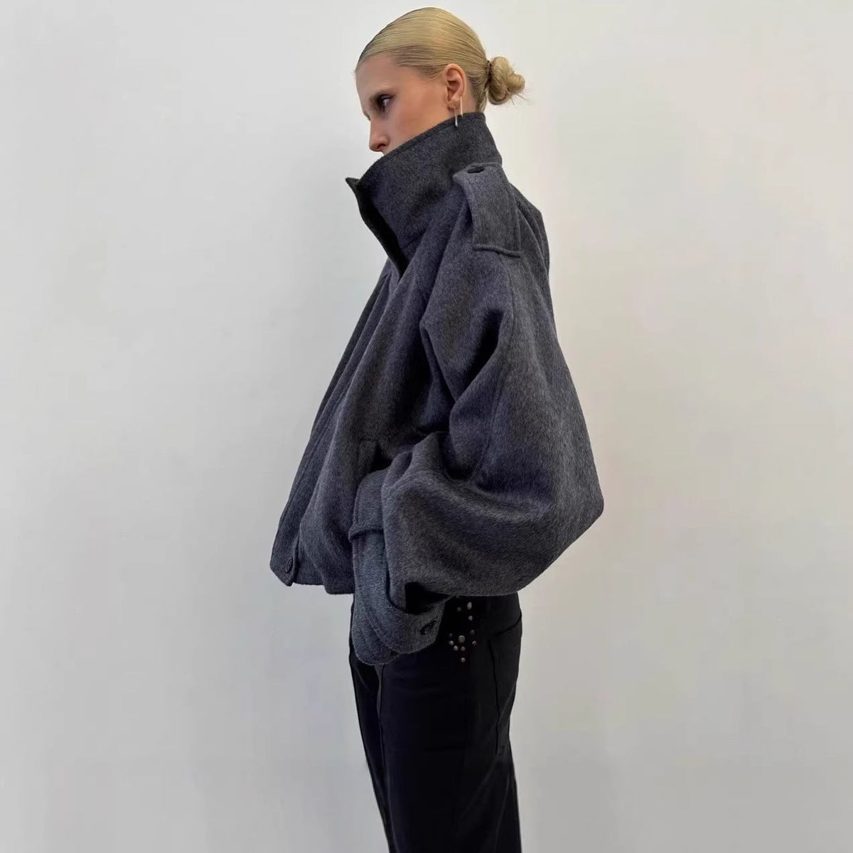 Wool Blend Cocoon Bomber