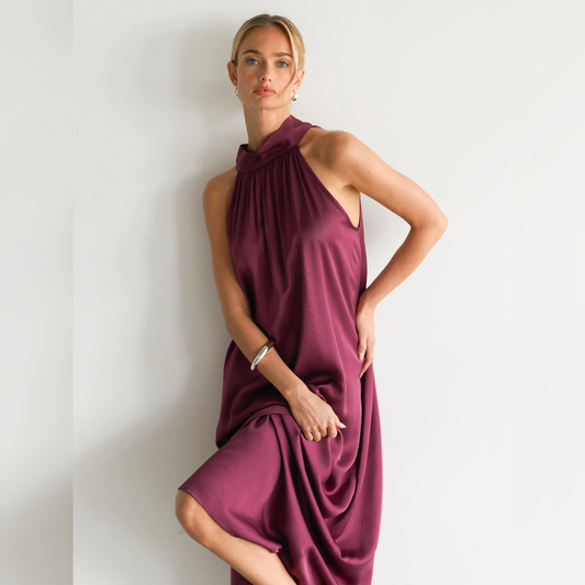 Draped Halter Maxi Dress