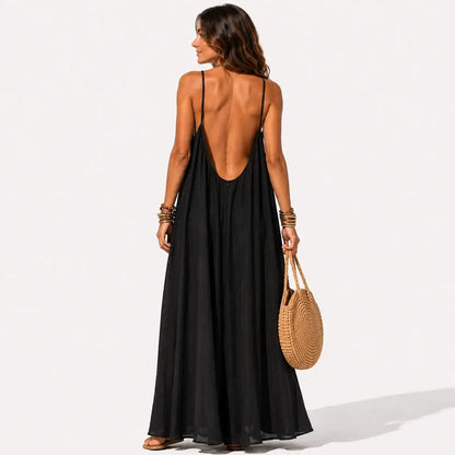 Backless Tie-Back Maxi Dress