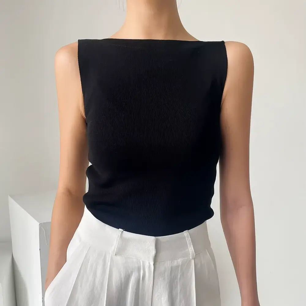 Bateau Neck Crop Tank