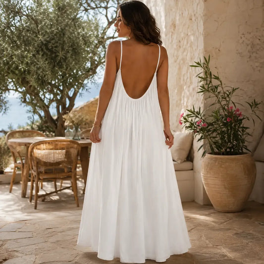 Backless Tie-Back Maxi Dress